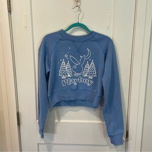 PLAYBOY by PacSun Sky Blue Crewneck Cropped